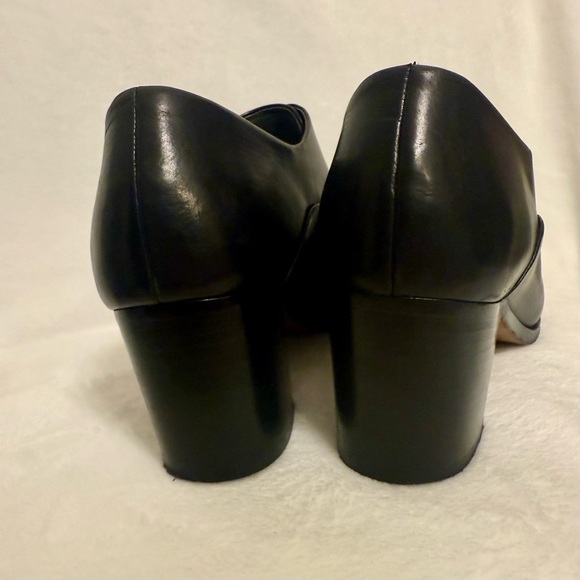 Reed Krakoff Black Leather Laceless Oxfords With Block Heel EUC - Picture 5 of 10